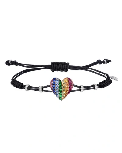 Pippo Perez 18k White Gold Multicolor Heart Bracelet