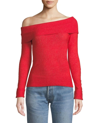 Lovers & Friends Eden Off-shoulder Pullover Sweater In Red