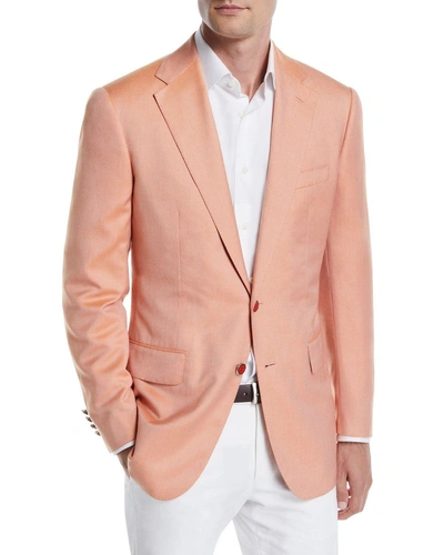 Stefano Ricci Men's Solid Two-button Jacket In Orange