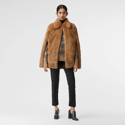 Burberry Allford Faux-fur Cape, Camel