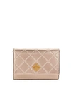 Tory Burch Mini Georgia Quilted Metallic Leather Shoulder Bag - Pink In Rose Gold