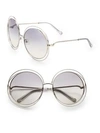 Chloé Carlina 62mm Round Metal Sunglasses In Clear