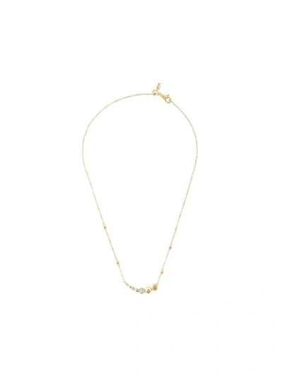 John Hardy 18k Gold Dot Hammered Pave Diamond Station Necklace, 16