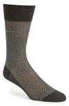 Hugo Boss Dean Micro Grid Dress Socks In Grey