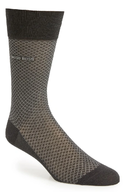 Hugo Boss Dean Micro Grid Dress Socks In Grey