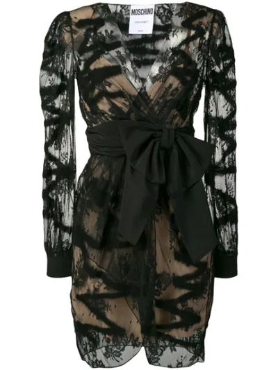 Moschino Sheer Illusion Lace Dress In Black