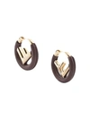 Fendi Logo Hoop Earrings In Brown