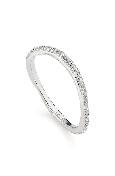 Monica Vinader Riva Sterling Silver And Diamond Ring In Silver/ Diamond