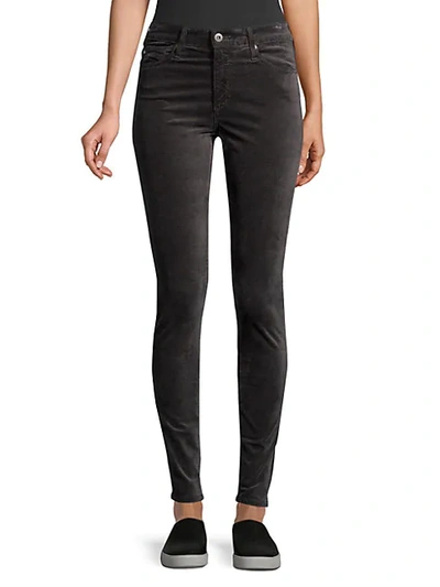 Ag Farrah High-rise Velvet Skinny Pants In Black