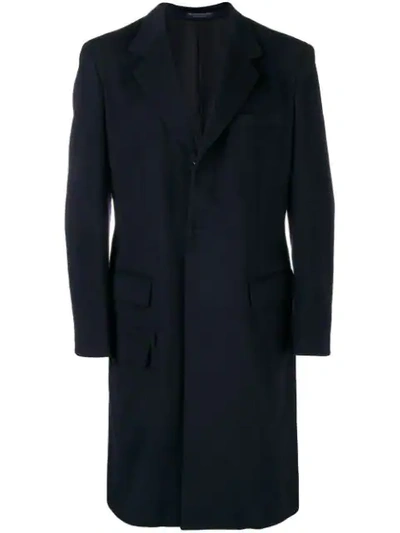 Yohji Yamamoto Single Breasted Coat In Blue