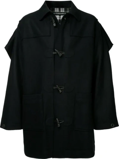 Y/project Caped Duffle Coat In Black