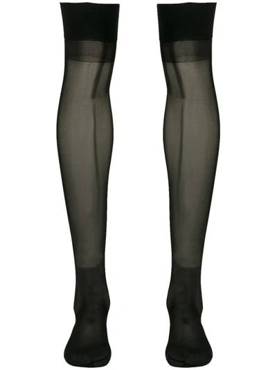 Maison Close Knee-length Sheer Stockings In Black