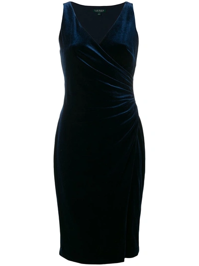 Lauren Ralph Lauren Sleeveless Draped Dress In Blue