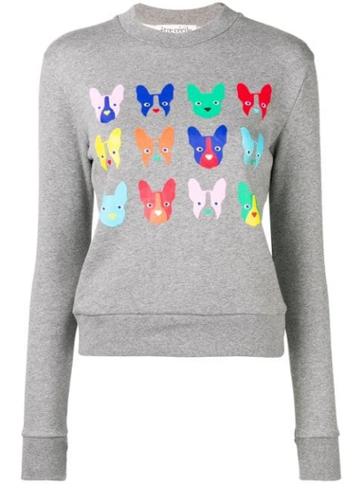 Etre Cecile Dog Grid Sweater In Grey