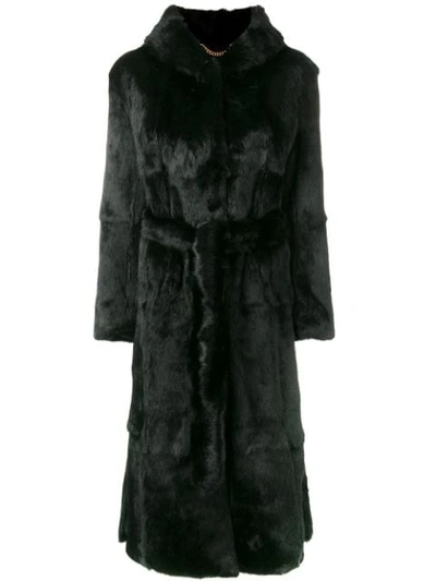 Leqarant Lapin Long Coat In Black
