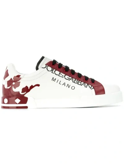 Dolce & Gabbana Sneakers Decorated "portofino" In White Leather