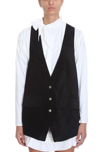 Isabel Marant Dabney Tailored Leather Vest In Black