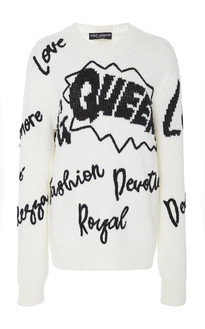 Dolce & Gabbana Queen Motif Sweater In Black/white