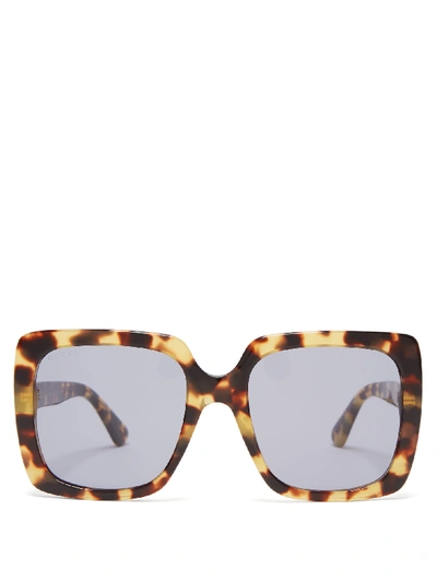 Gucci Oversized Crystal-embellished Square-frame Tortoiseshell Acetate Sunglasses