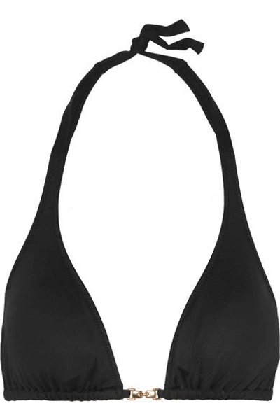 Melissa Odabash Mustique Embellished Triangle Bikini Top In Black
