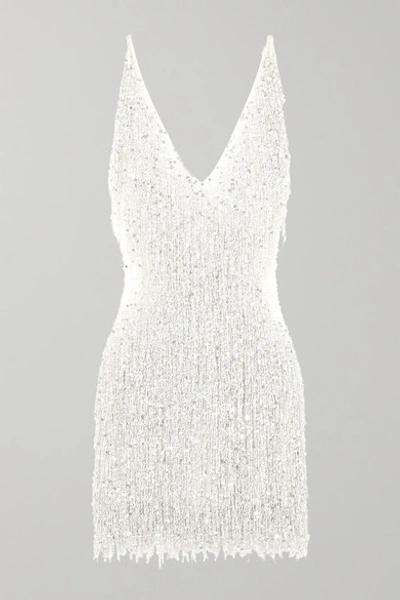 Naeem Khan Gatsby Embellished Chiffon Mini Dress In White