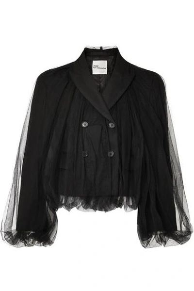 Noir Kei Ninomiya Cropped Wool And Tulle Blazer In Nero