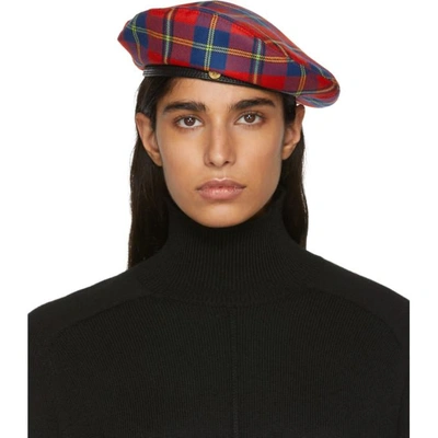 Versace Red Plaid Medusa Beret In I6207 Red ModeSens