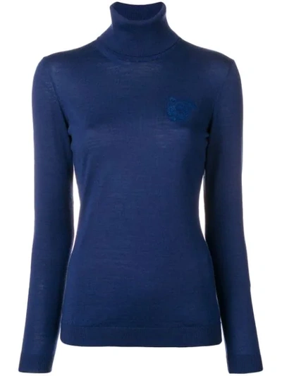 Versace Collection Plain Turtleneck Sweater - Blue