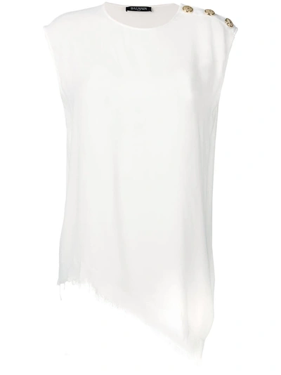 Balmain Embellished Vest Top In White
