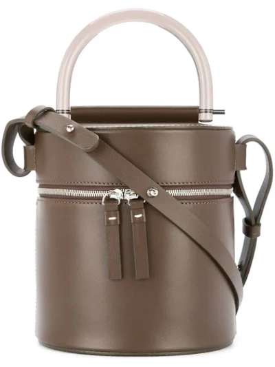 Building Block Drum Bucket Bag - Brown