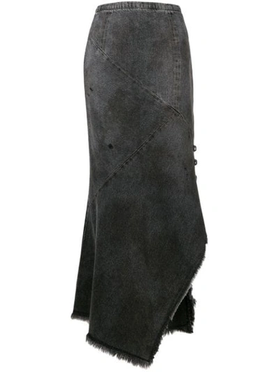 Olivier Theyskens Long Denim Skirt In Grey