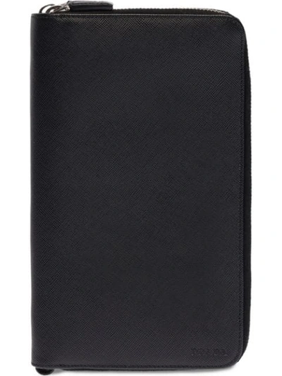 Prada Saffiano Leather Document Holder In Black