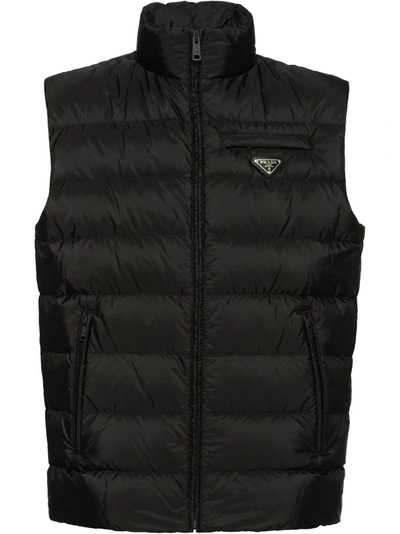 Prada Padded Nylon Vest In F0i21 Black+burgundy