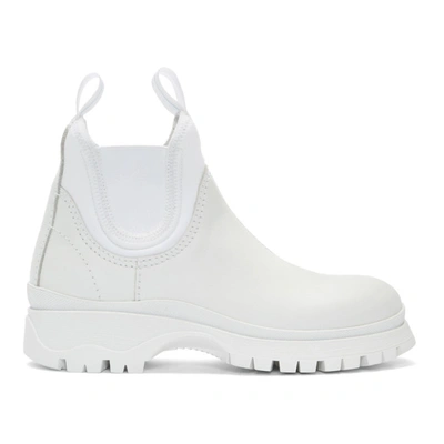 Prada White Neoprene Insert Chelsea Boots