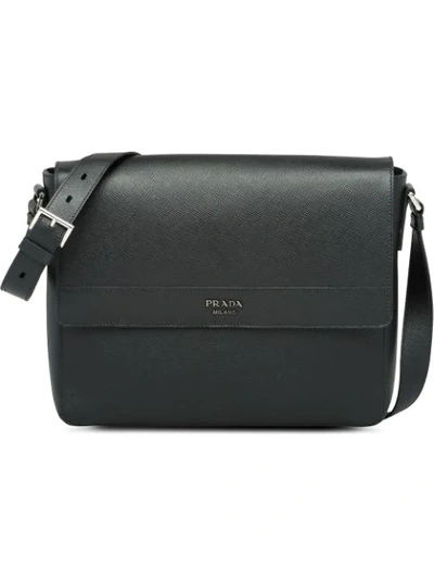 Prada Saffiano Leather Shoulder Bag In Black