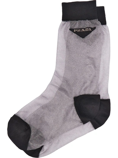 Prada Light Nylon Socks In F063h Hematite