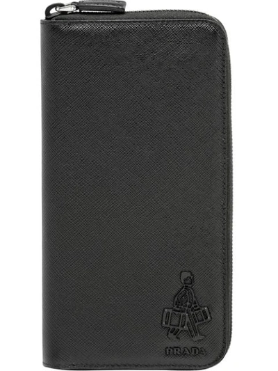 Prada Compact Wallet In Black