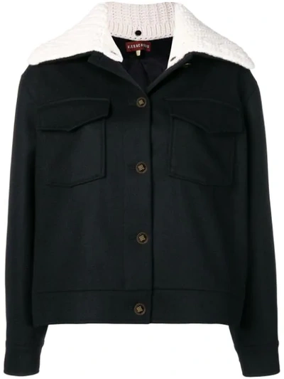 Alexa Chung Knitted Collar Field Jacket - Black