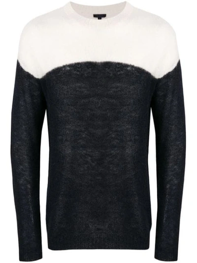 Belstaff Two-tone Fine Knit Sweater In Black