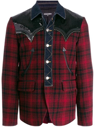Dsquared2 Tartan Sequin Jacket In Red