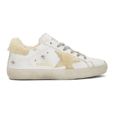 Golden Goose Superstar Shearling And Leather Trainers In White