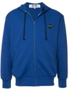 Comme Des Garçons Play Logo-patch Zip-up Hoodie In Blue