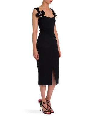 Dolce & Gabbana Jewel Bow Embellished Stretch Wool Crepe Dress In Black ...