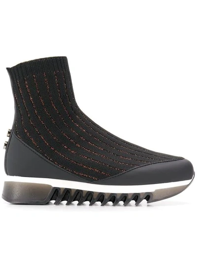 Alexander Smith Sock Shaped Sneakers In Black Corper