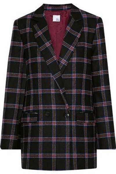 Iris & Ink Woman Kristin Double-breasted Checked Wool-blend Blazer Black
