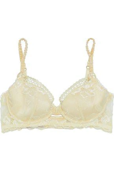 Stella Mccartney Corded Lace And Satin Demi-cup Bra In Pastel Yellow