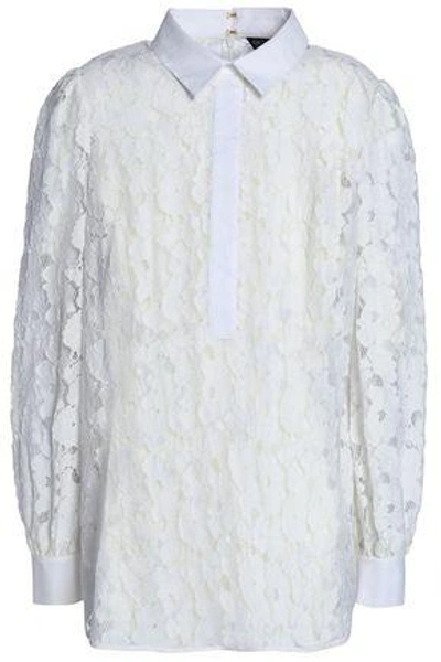 Rachel Zoe Woman Nicola Poplin-trimmed Guipure Lace Blouse Off-white