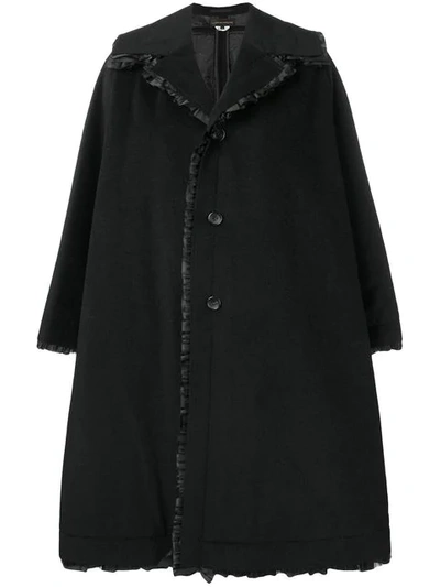 Comme Des Garçons Oversized Frill Trim Coat In Black