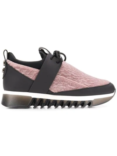 Alexander Smith Velvet Platform Sneakers In Pink