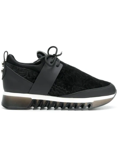 Alexander Smith Velvet Platform Sneakers In Black